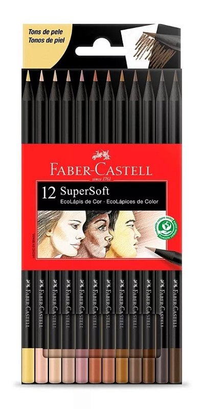 ECOLÁPIS SUPERSOFT 12 TONS DE PELE FABER CASTELL - Loja Papelê