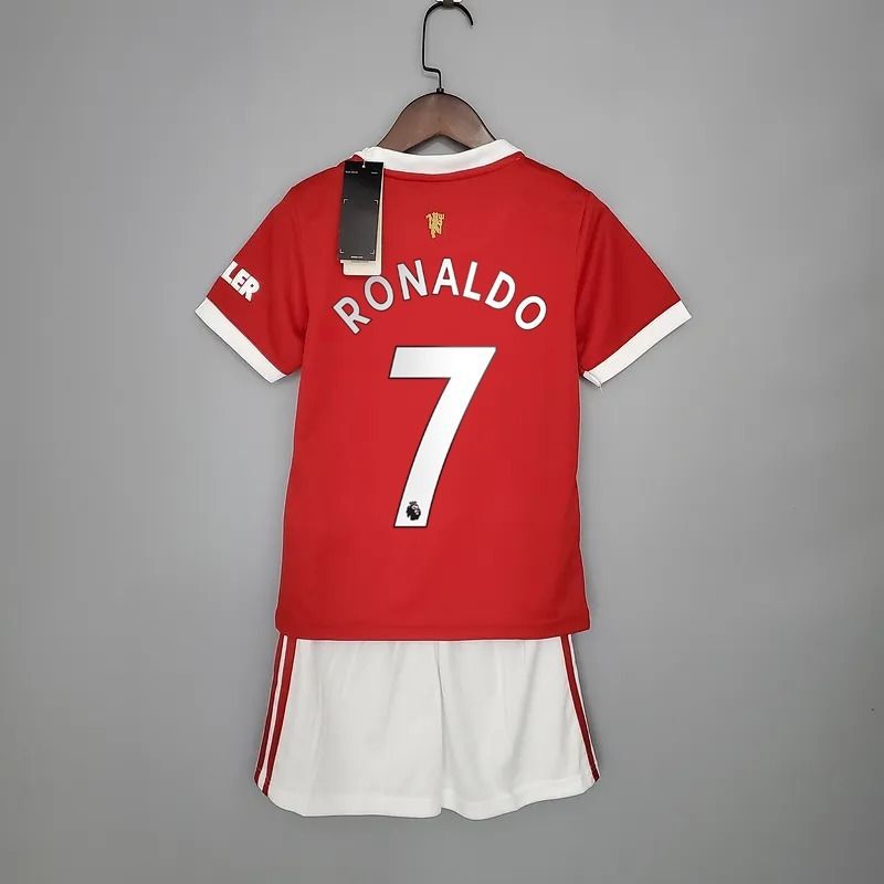 Novo Kit Infantil Manchester United 1 Cristiano Ronaldo 7 CR7 Camisa e -  021 Sport Store