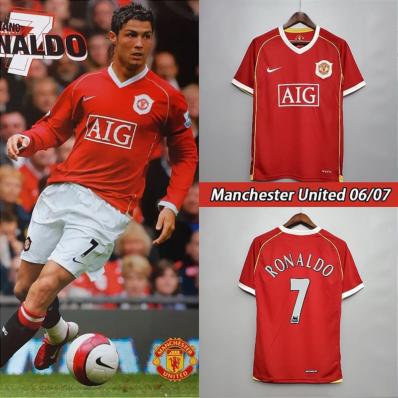 Camisa Manchester United 1 Cristiano Ronaldo 7 CR7 Retrô 2006