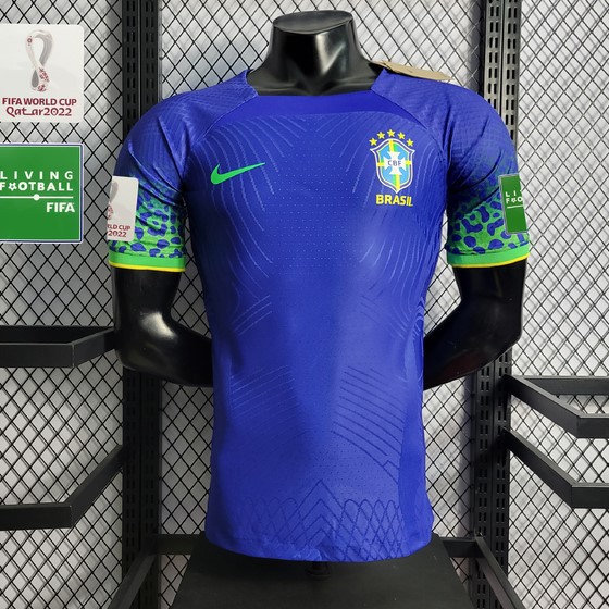 Nova Camisa Edição Jogador Brasil 2 Azul Com Patch Copa Do Mundo