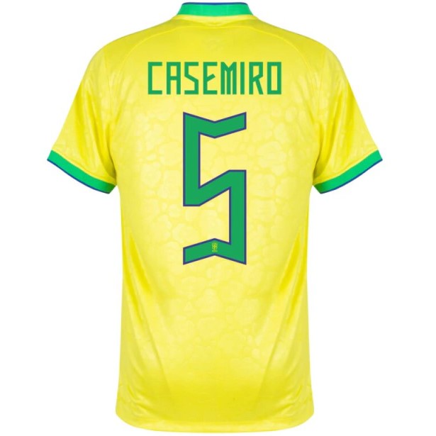 Nova Camisa Brasil 1 Amarela Casemiro 5 Torcedor 2022 / 2023 - 021