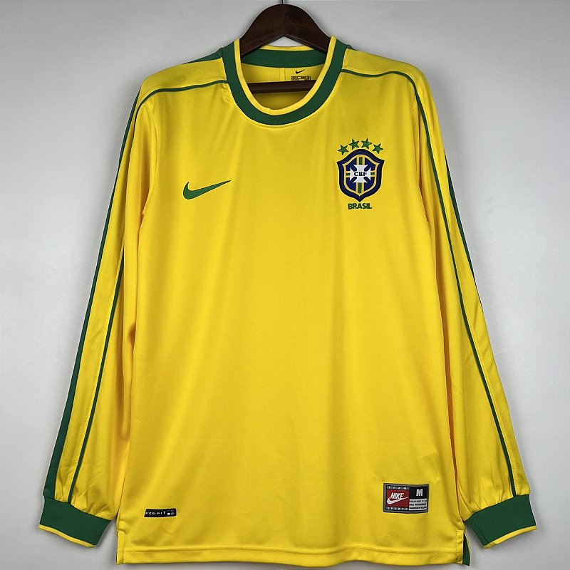 Camisa Manga Comprida Brasil 1 Retrô 1998 - 021 Sport | Camisas de Time ...
