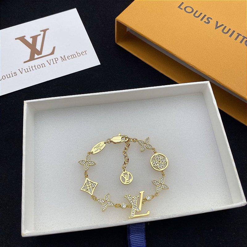 Pulseira Louis Vuitton Love Letter Timeless Dourado Original