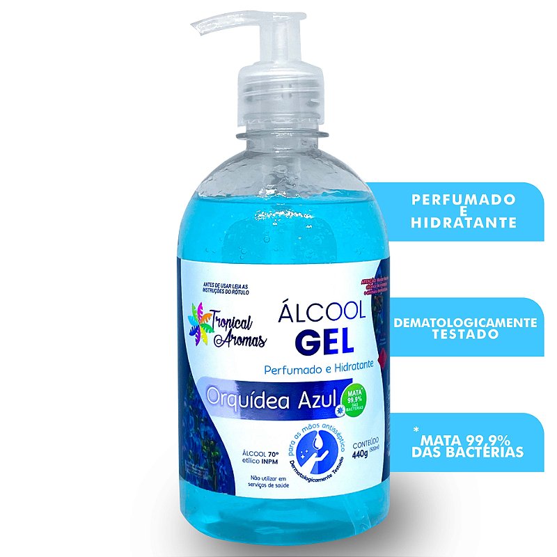 Álcool Gel Perfumado Orquídea Azul 500ml - Tropical Aromas