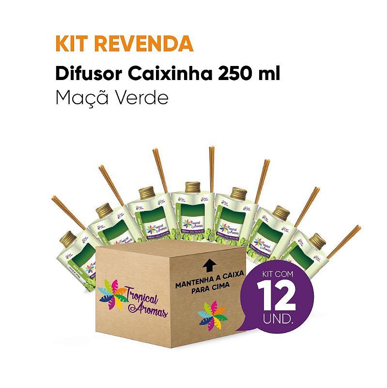 Kit Revenda  Difusor Aromatizador de Ambiente Maçã Verde - 12 Un