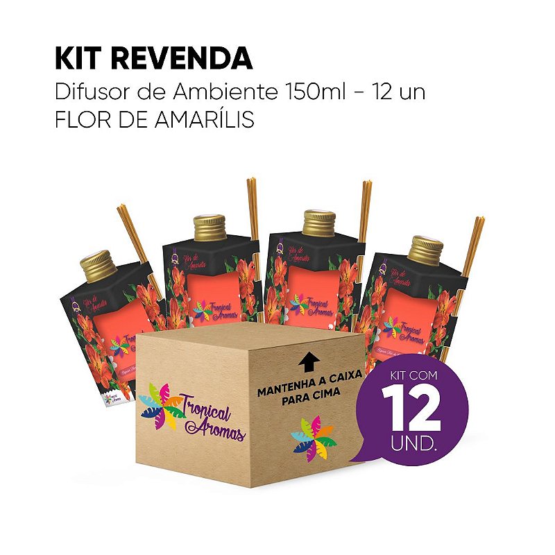 Kit Revenda Difusor De Ambiente Flor De Amarílis 150ml - 12 UN