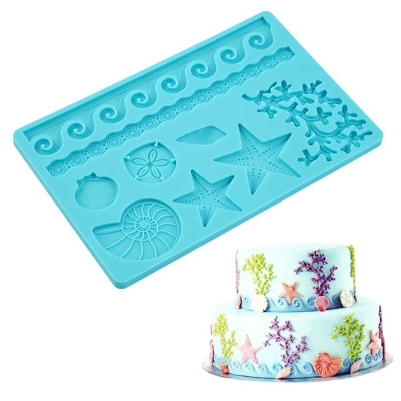 Molde Silicone Fundo Do Mar Estrela Para Pasta Americana Biscuit