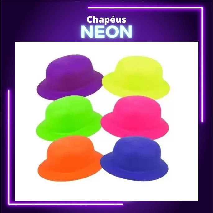 Chapéu Coquinho Neon Colorido com Fita para Festas - Extra Festas