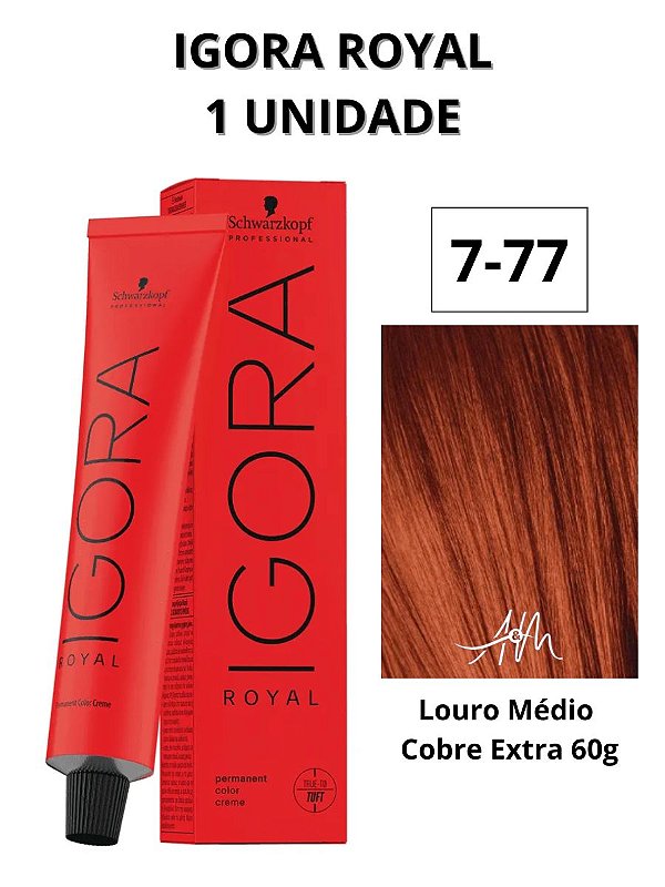 Tinta 60ml 7.77 Louro Medio Cobre Extra - Igora Royal - Shopping dos  Cosméticos