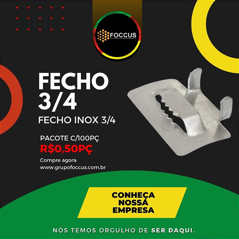 FECHO INOX 3/4 PACOTE 100UN