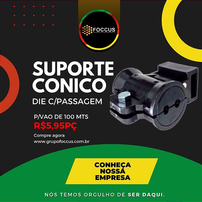 SUPORTE DIELETRICO CONICO DUPLO C/PASSAGEM