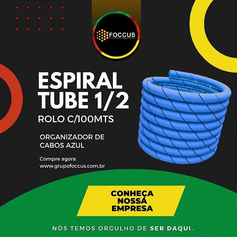 ESPIRAL TUBE AZUL 1/2 ORGANIZADOR DE FIOS E CABOS ROLO COM 100MTS
