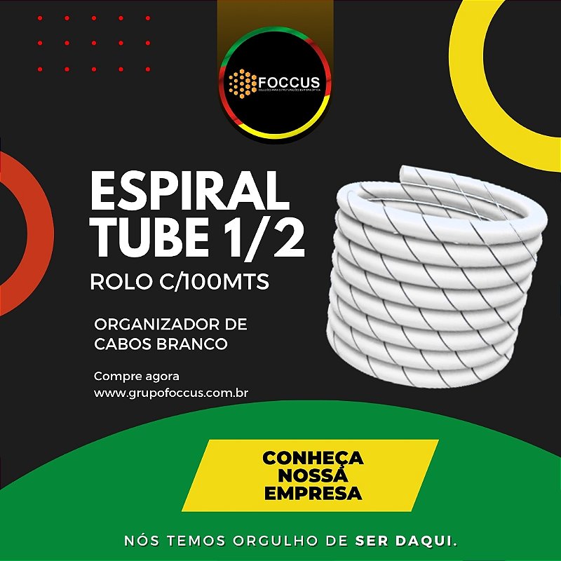 ESPIRAL TUBE BRANCO 1/2 ORGANIZADOR DE FIOS E CABOS ROLO COM 100MTS
