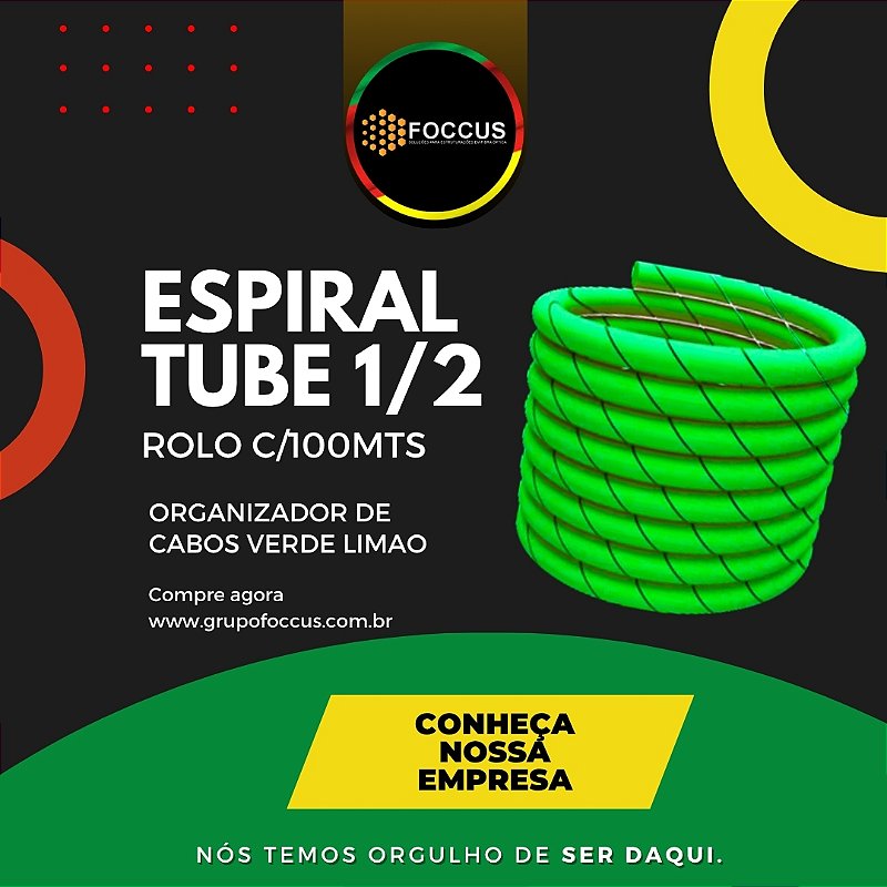 ESPIRAL TUBE VERDE LIMAO 1/2 ORGANIZADOR DE FIOS E CABOS ROLO COM 100MTS