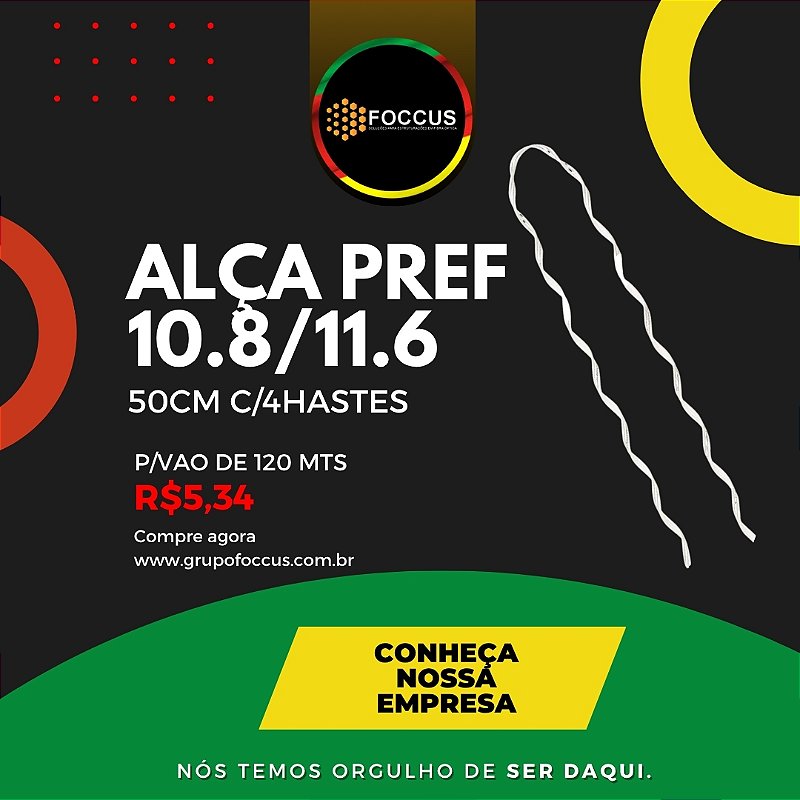 ALÇA PREF P/CABO OPTICO AS 10,8/11,6 VD 4HASTES-VAO120mts