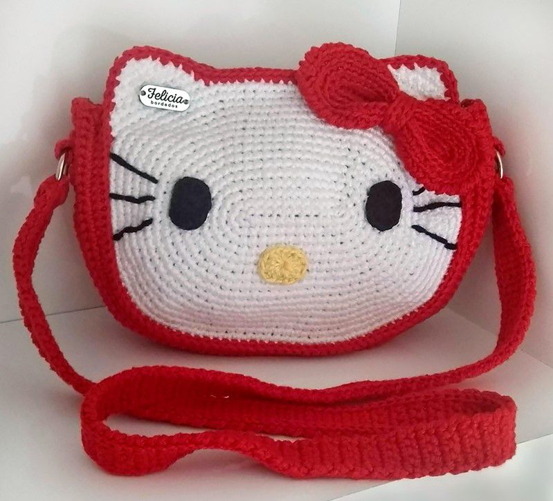 Bolsa Hello Kitty Vermelha em Crochê | Felicia Bordados - Felicia Bordados  - Produtos Artesanais