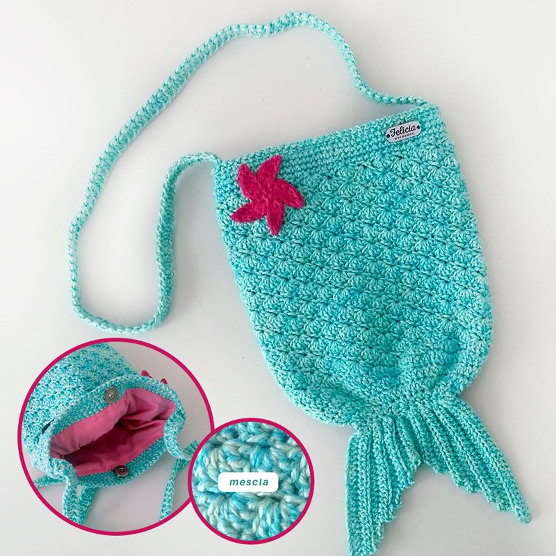 Bolsa Infantil Cauda de Sereia em crochê | Felicia Bordados - Felicia  Bordados - Produtos Artesanais
