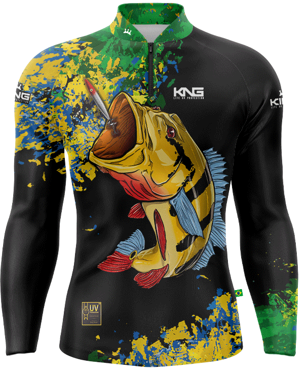 CAMISETA DE PESCA KING BRASIL COM PROTEÇÃO UV 50+ (KFF646N) King