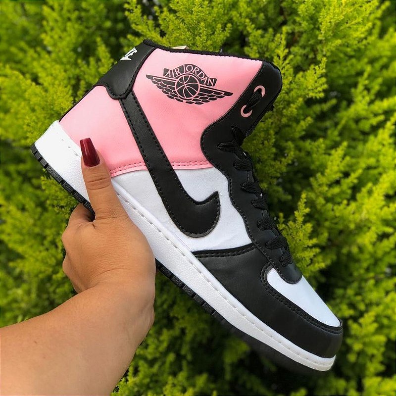 jordan 1 mid rosa e preto