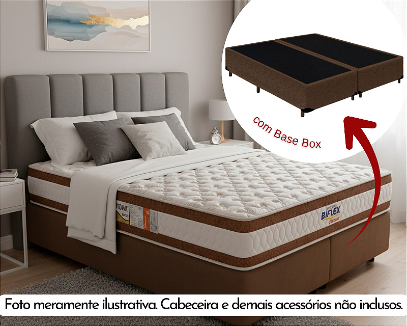 Conjunto Box Queen (Colchão Ortomax D45 Biflex + Base Box) - :: DF
