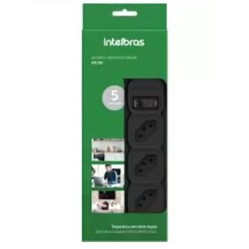 Filtro De Linha Protetor Intelbras EPE 205 Bivolt 5 Tomadas Preto