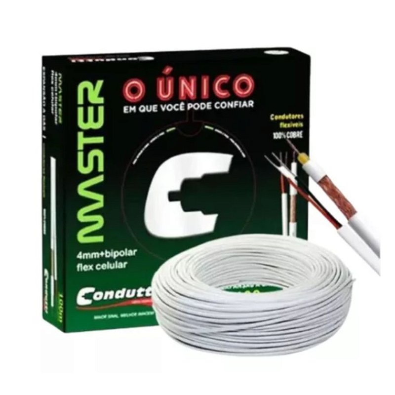 Cabo Coaxial Cftv 4mm + Bipolar Condutti Master Cx 100m