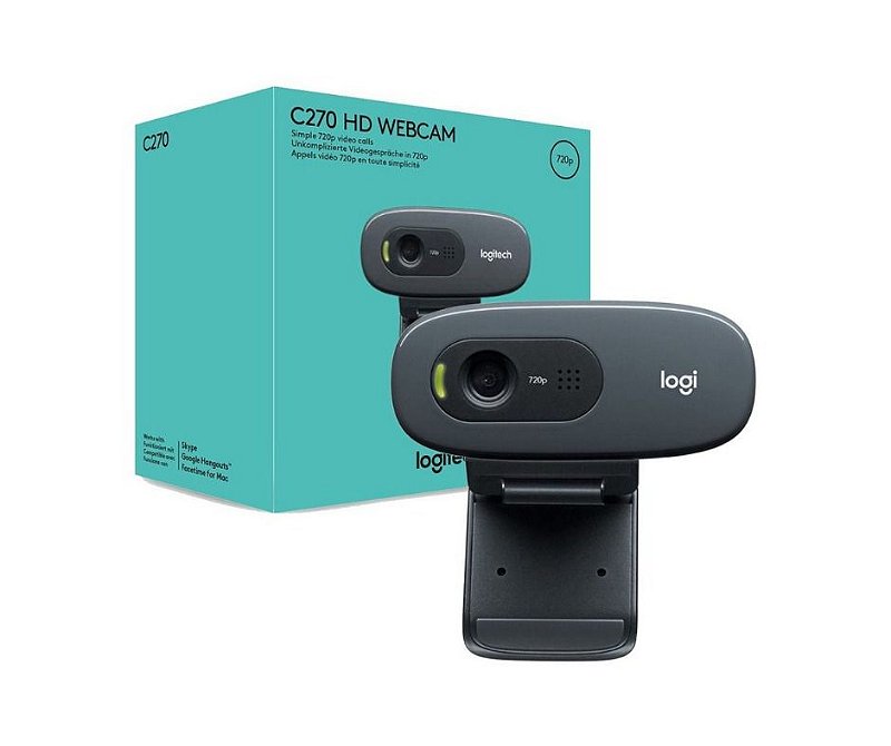 WebCam Logitech C270 HD com 3 MP para Chamadas e Gravações em Vídeo Widescreen 720p