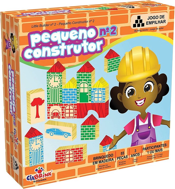 PEQUENO CONSTRUTOR 55 PECAS EM MADEIRA - CELL Brinquedos Educativos