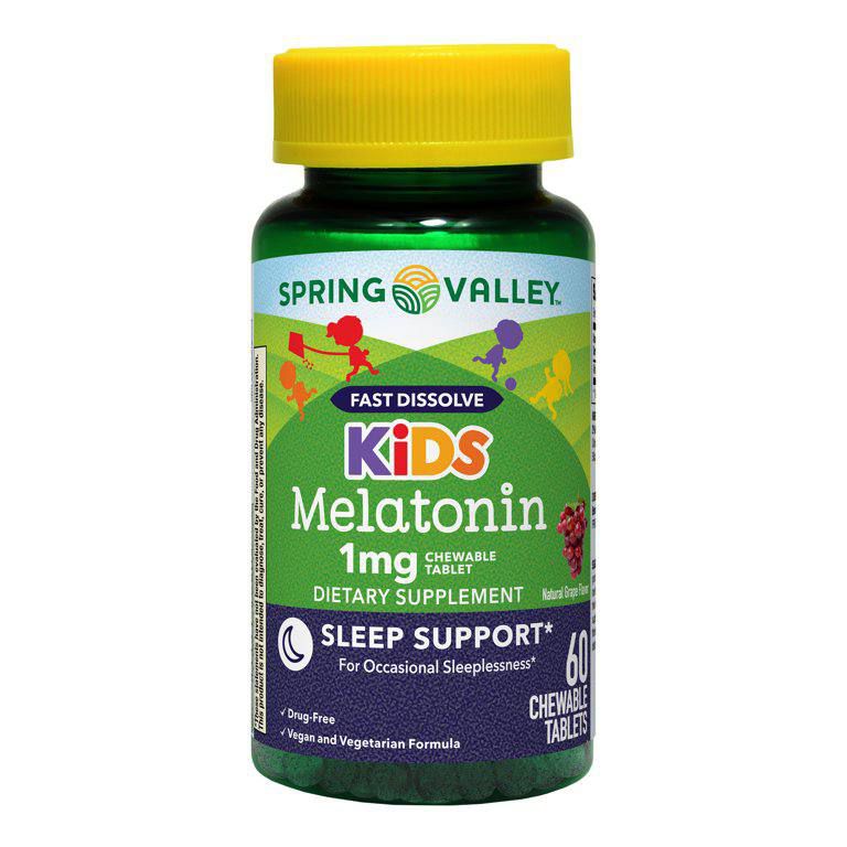Melatonina Kids 1mg 60 Cápsulas - Spring Valley, Melatonina Infantil ...