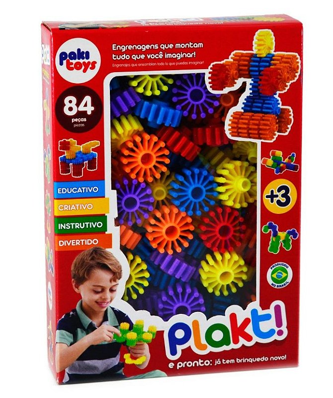 Brinquedo Educativo De Montar Infantil Engrenagem Com 63 Pçs - Colorido