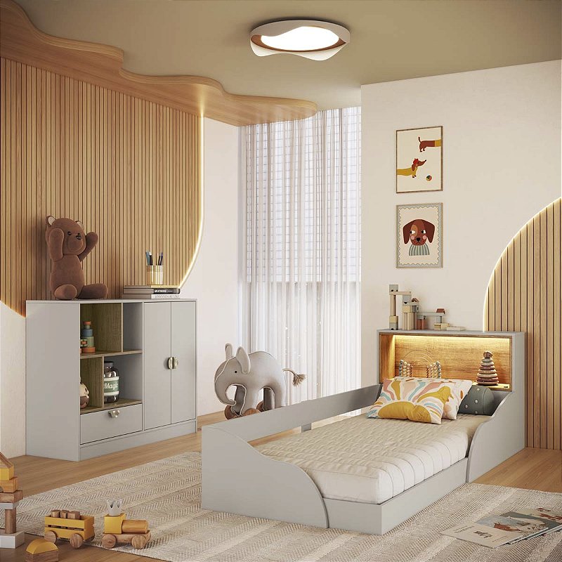 Quarto Infantil Montessoriana com Cômoda e Cama Lille Arenas ...