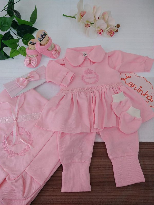 saída de Maternidade rosa feminina luxo barata kit completo conjunto -  Leninha Enxovais do Bebê | Tudo o Que Você Procura de artigo para o Enxoval  de seu Bebê