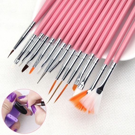 Kit Para Nail Art Carimbo De Unhas + 15 Pincéis