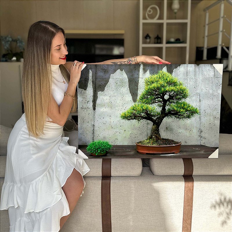Quadro Decorativo Flutuante Árvore Bonsai Horizontal - Estilo Arte