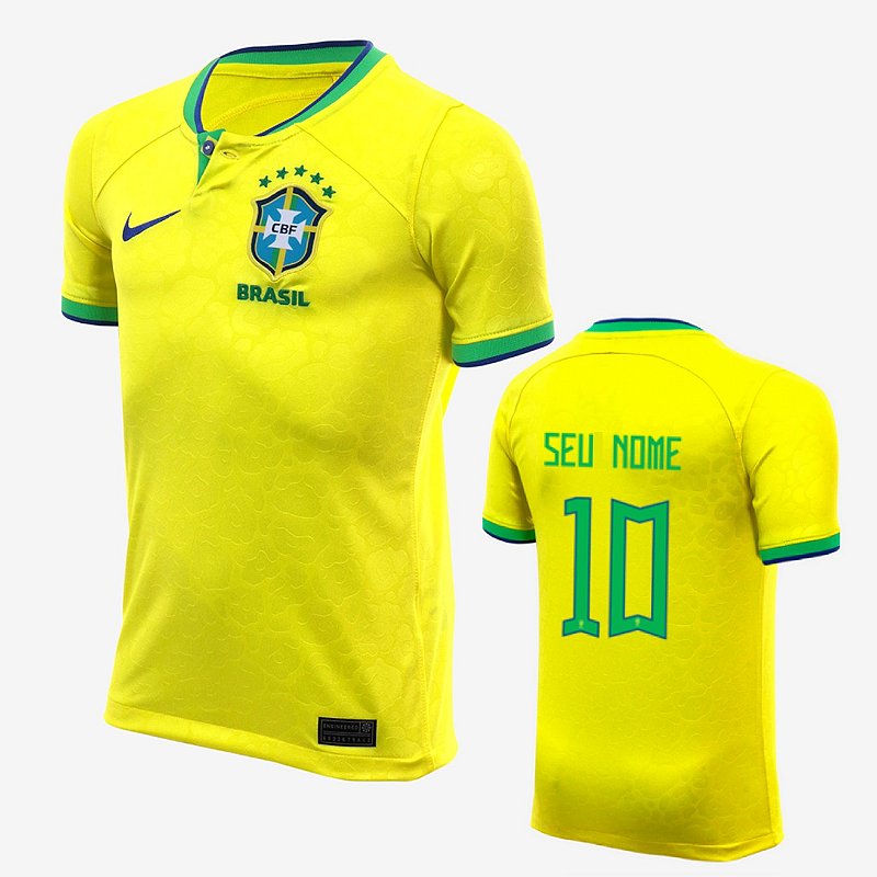 Nova Camisa Seleção Brasil I 2022/23 Torcedor Pro Masculina - Amarelo -  Personalizada Nome e Número - GARANTIA & SEGURANÇA