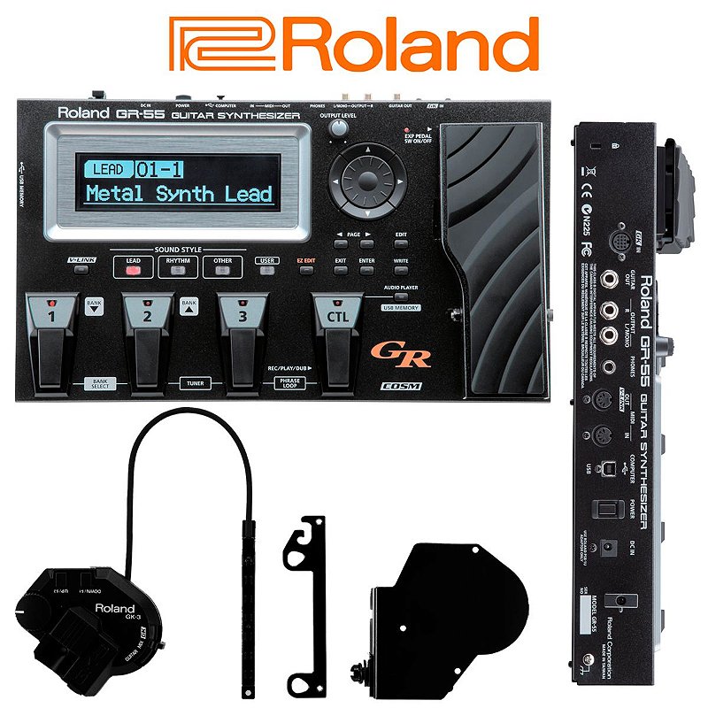 Pedaleira Sintetizador Midi Para Guitarra GR-55GK-BK Completa com