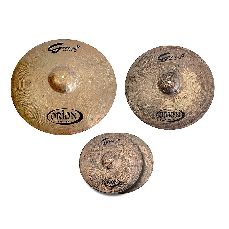 Set de Pratos de Bateria Chimbal 14” + Ataque 16” + Condução 20