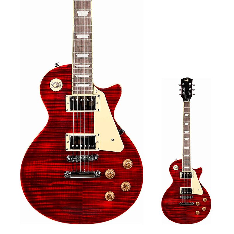Guitarra Les Paul com tampo em Flamed Maple SX EF3D-TWR Trans Wine