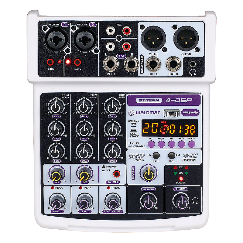 Mixer 4 Canais Analógica Waldman ST-4DSP com Efeitos, USB e