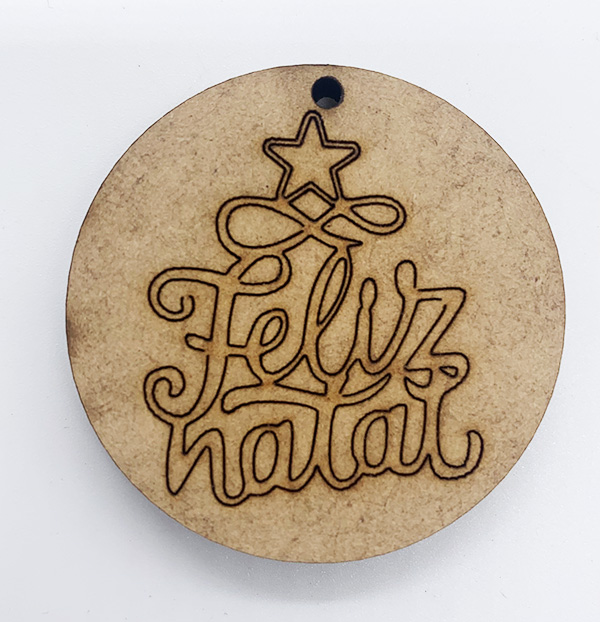 ENFEITE FELIZ NATAL REDONDO 4,5 CM MDF 6MM - Willy Aviamentos