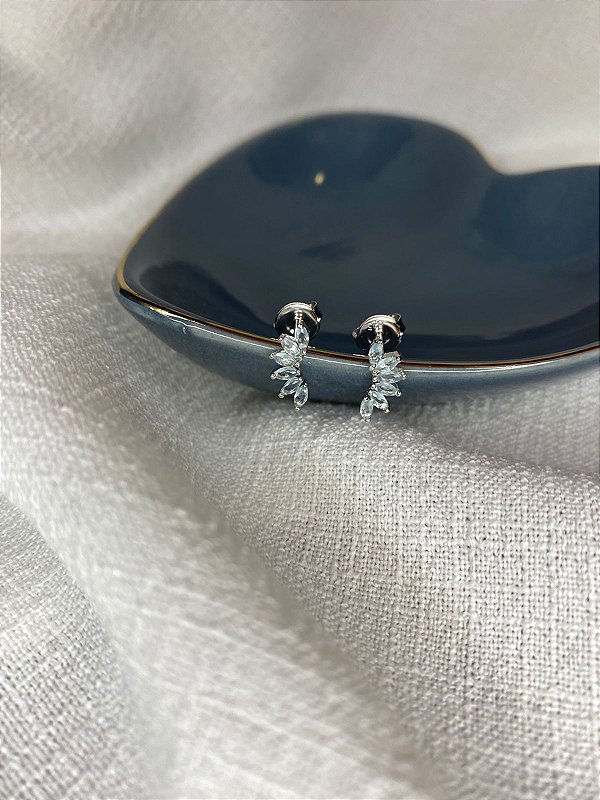 Brinco Mini Earcuff Zirconia Água Marinha