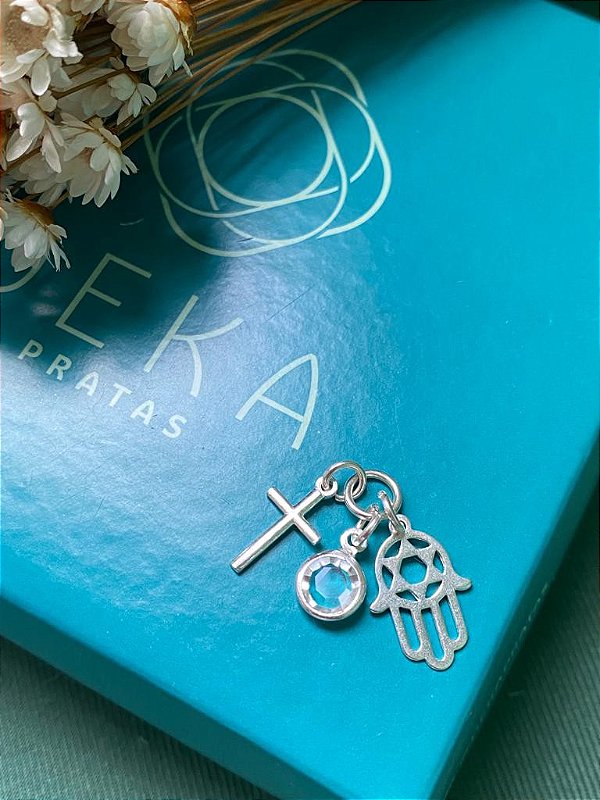 Pingente Patua (Cruz, Hamnsa, Zirconia)