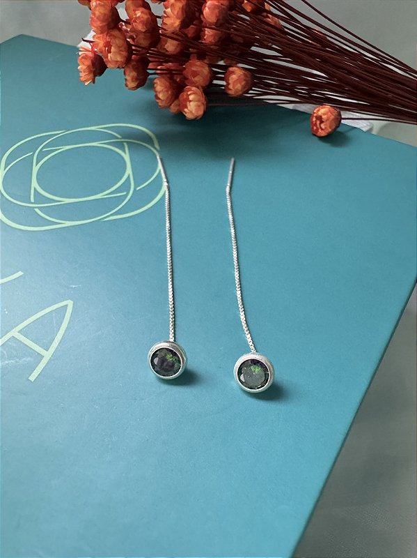 Brinco Fio Zirconia Redonda