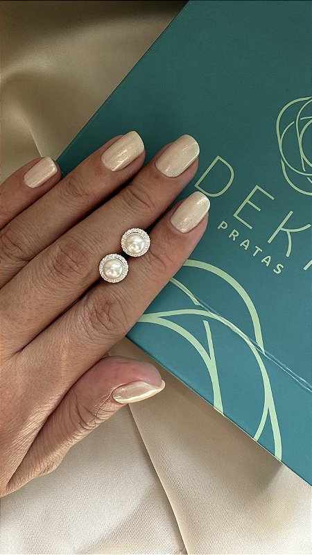 BRINCO FABI - Brinco Circulo Cravejado Pérola