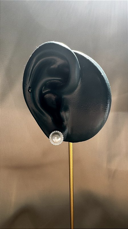 BRINCO FABI - Brinco Circulo Cravejado Pérola