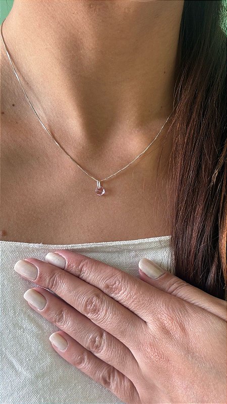 COLAR NATALIA - Colar Ponto de Luz Rose