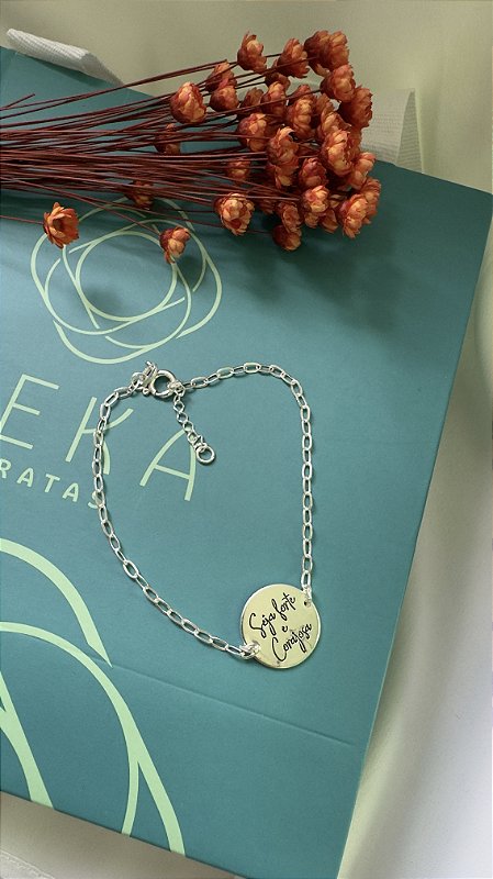 Pulseira Medalha Seja Forte e Corajosa