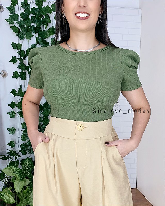Blusinha canelada Mia Verde