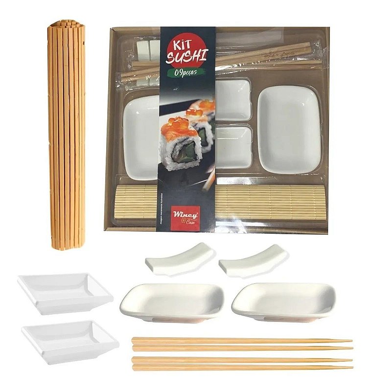 Jogo Mesa Comida Japonesa Sushi Porcelana Branca Completo 4p