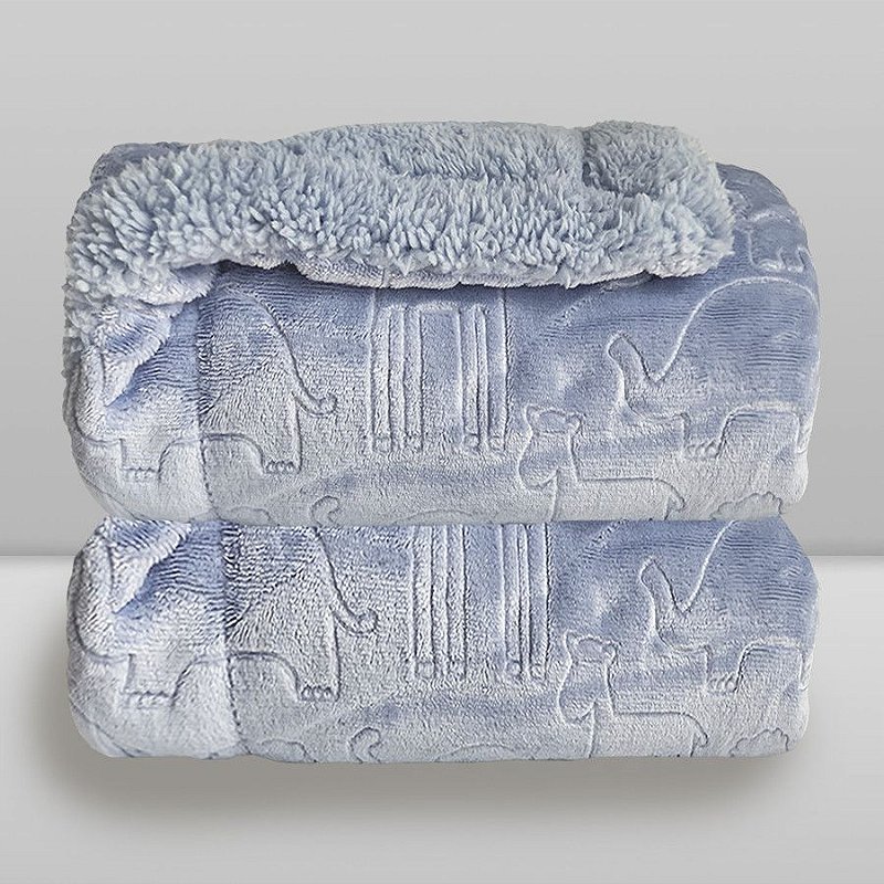 Cobertor Bebê Plush com Sherpa Ferrete 0,90 x 1,10 Azul